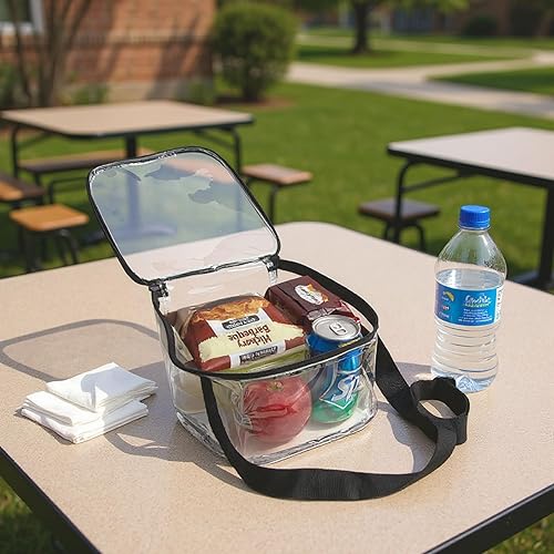 Miniatura 6 de Trail maker Lonchera transparente con correa, cremallera aprobada para estadios para niños, escuela, trabajo, deportes, oficina, picnics