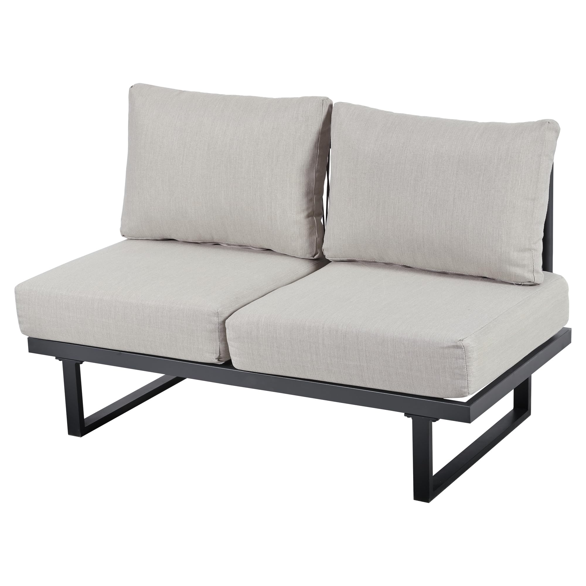 TIZZ Juego de muebles de jardín, sillones de jardín, sofá esquinero, cama relax al aire libre, mesa de café, se puede convertir en una cama reclinable, acero galvanizado, gris