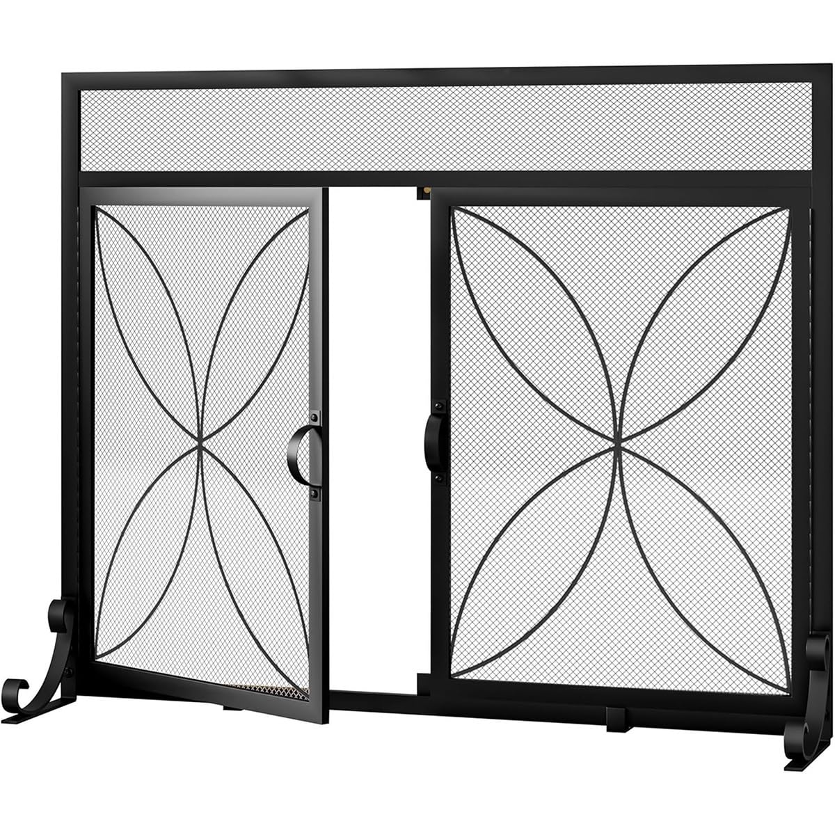 Parascintille Camino Con Ante Magnetiche, Grande Autoportante In Metallo, Griglia Protezione Camino E Parafuoco Per Forno E Casa Come Sicurezza Focolare