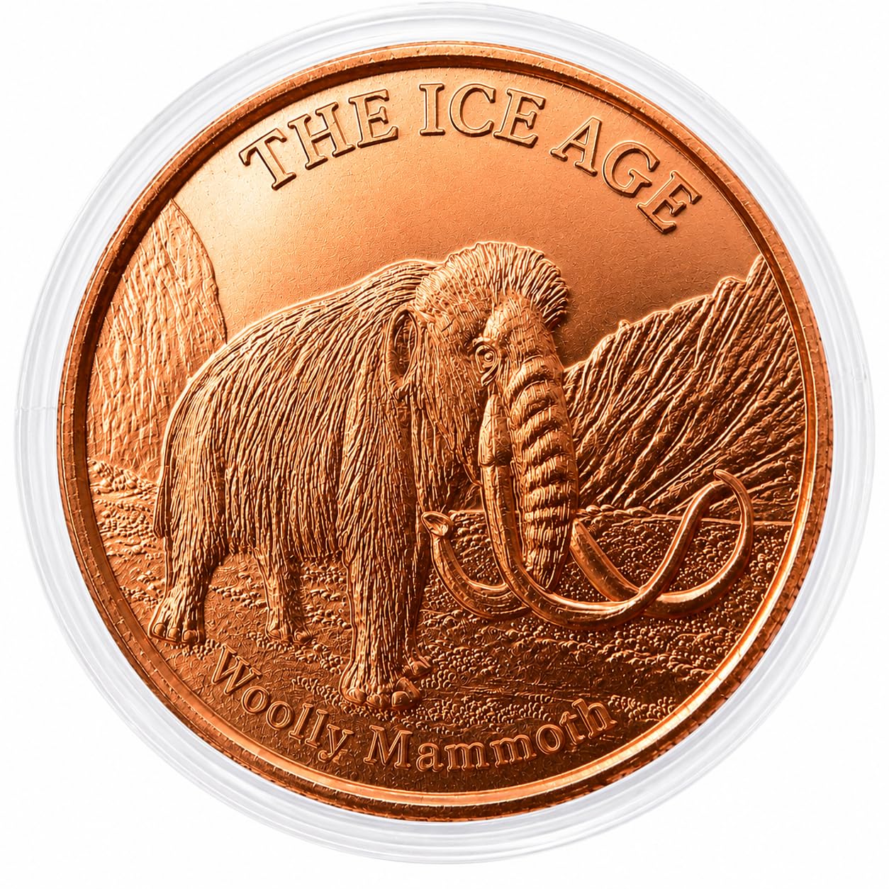 Ice Age Woolly Mammoth 1 oz Pure .999 Copper Round Bullion Coin in Capsule - COA by Heavenly Metals