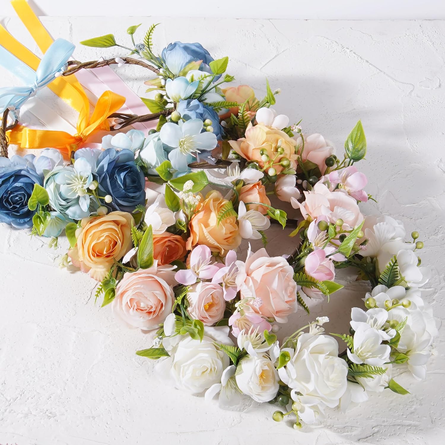 Pink Flower Crown Headband, Artificial Rose Floral Headpiece, Adjustable Fairy Flower Headband for Women Girls Renaissance Birthday Bride Wedding Festivals Party Hair Accessories - Image 7