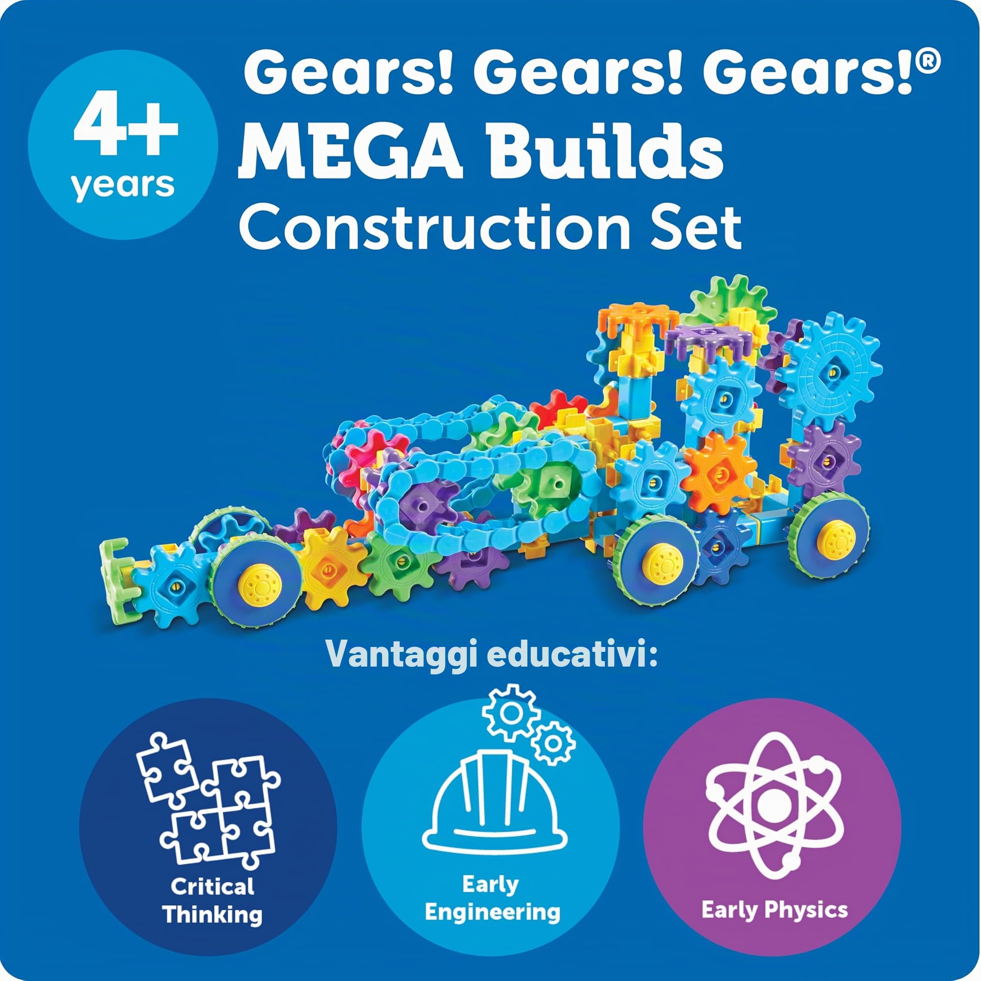 Learning Resources Mega costruzioni Gears Gears Gears, Set da costruzione Gears basato sulle attività STEM, 235 pezzi, Dai 4 anni in avanti