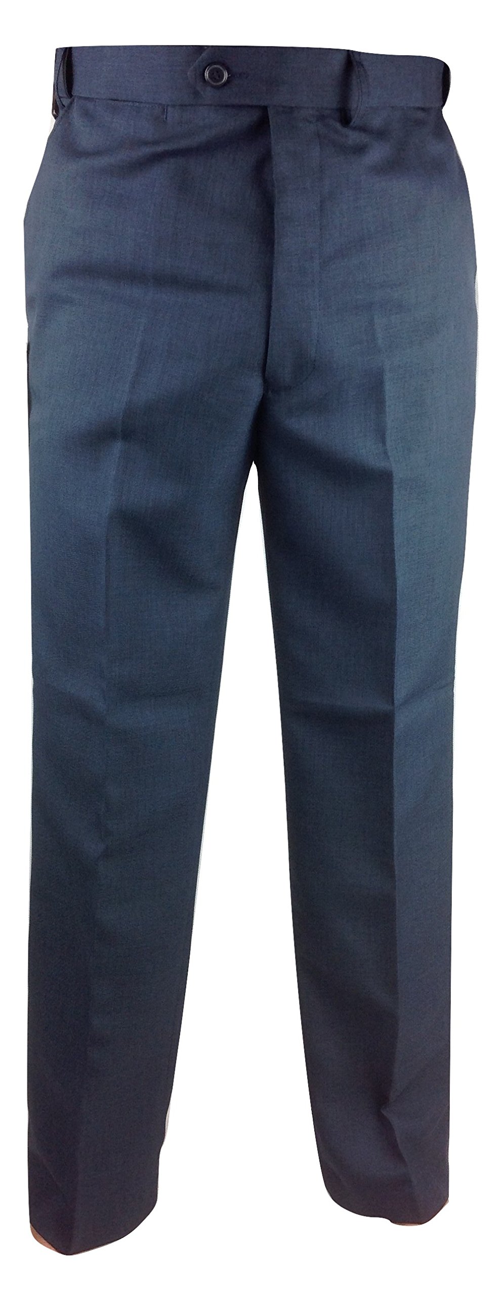 Carabou Men's Navy Plain Front Self Adjusting Waist Travel Trousers Waist 32 – 48 Leg 27 29 31 Comfort Expand A Band Travel Pant Bottom Formal Casual Grey Sage Sky Beige Brown Light Slacks