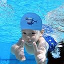 El Regalo 2 PCs Swim Cap Kids/Toddlers, Comfortable Breathable Polyester Fabric Swimming Caps Cute Cartoon Dolphin, Shark, Owl, Mermaid Fairy, Unicorn, Giraffe Swim Caps (Pink Owl & Blue Shark) gallery image
