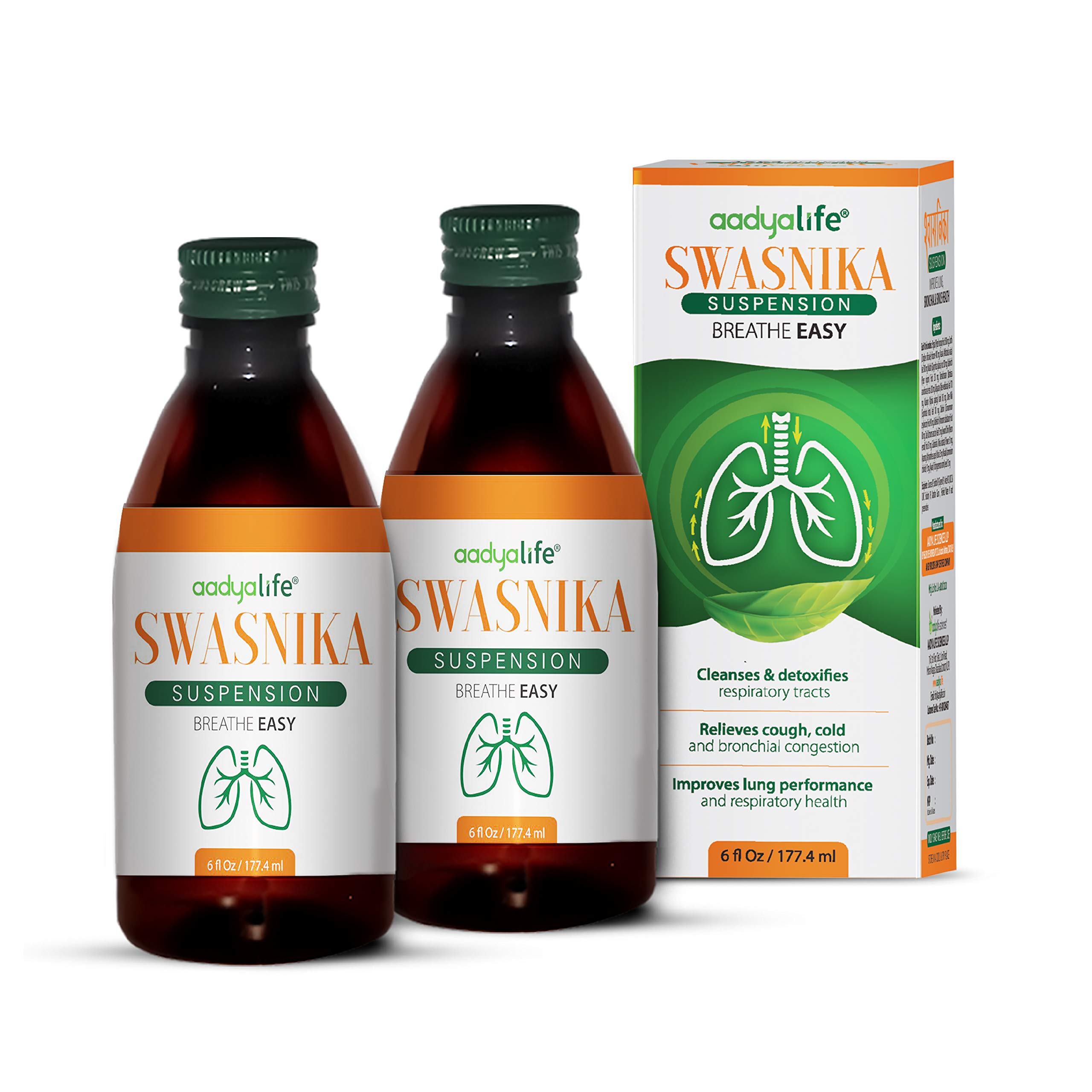 AADYA LIFE Swasnika Suspension -6 Fl Oz-Lungs Tonic (Pack of 2) | Cough Syrup With Goodness of Tulsi, Dalchini, Mulethi & Ginger | Supports Respiratory Health | Relieves Cough & Cold (B08R68MX2M) Amazon Price History, Amazon Price Tracker