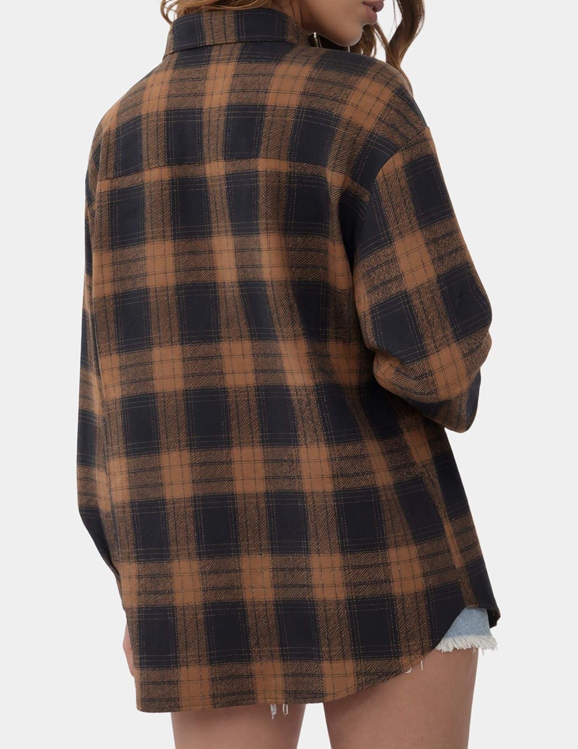 Womens Button Down Shirts Long Sleeve Plaid Shackets Business Casual Blouse Top with Pocket - Image 5