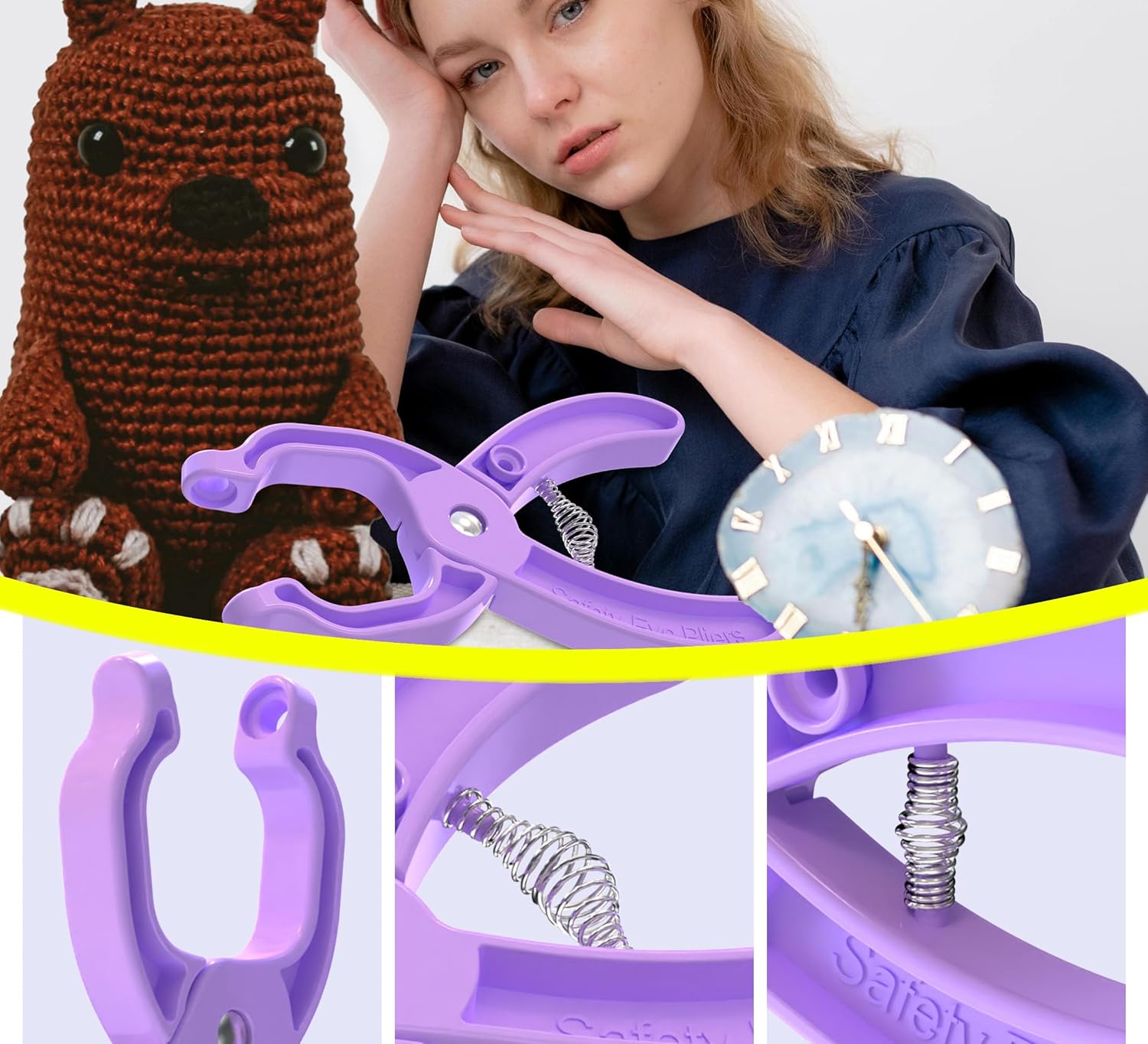 GEOCCI Safety Eye Tool Auxiliary Tool for Attaching Safety Eyes for Crocheting Safety Eyes Crochet Tools for Amigurumi Crochet & Stuffed Animal Eyes Making Supplies Tool（Purple） - Image 3