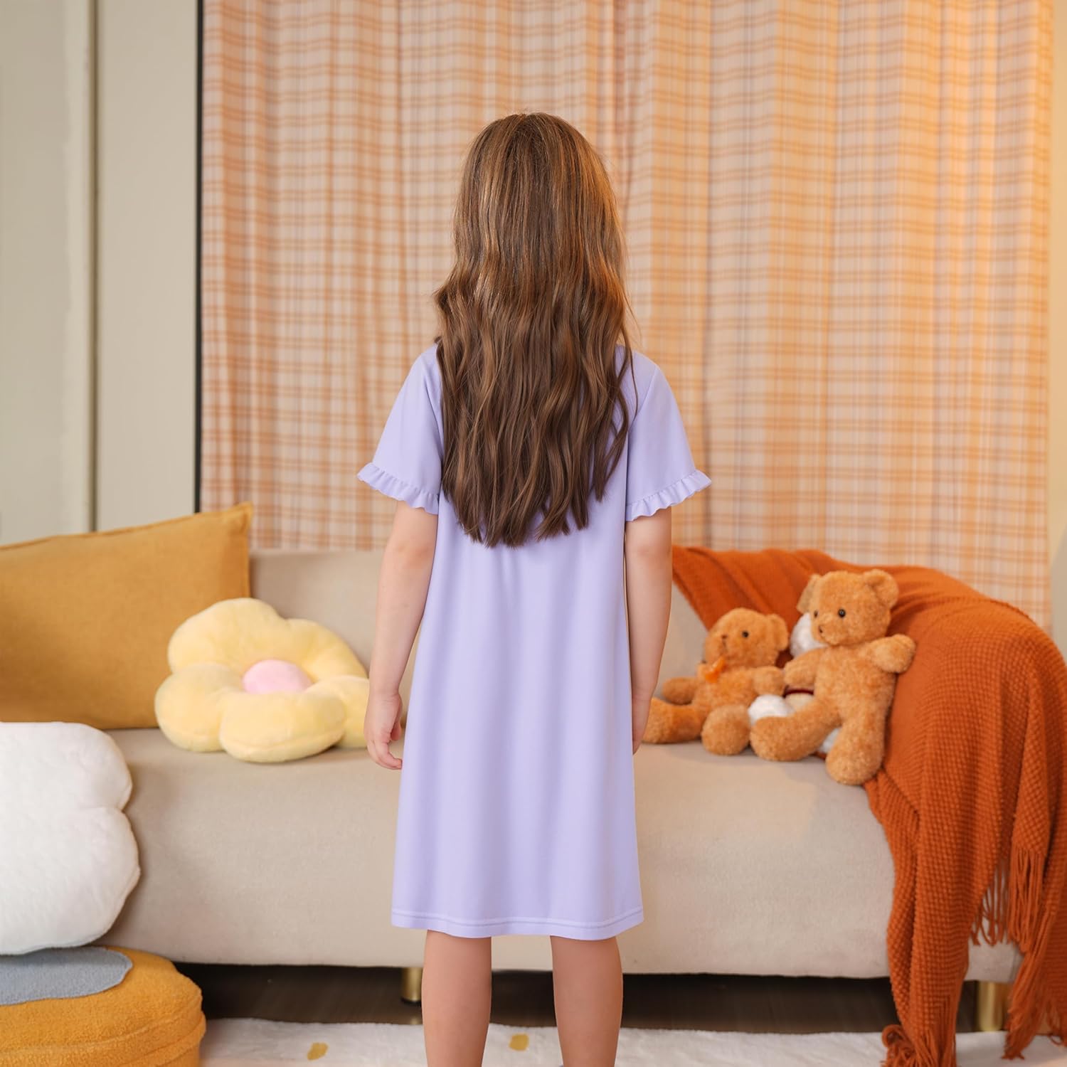 LQSZ Girls Nightgowns Kids Nightdress 3-10 Years Toddler Pajamas Fantasy Princess Sleepwear Short Sleeves Nightie - Image 5