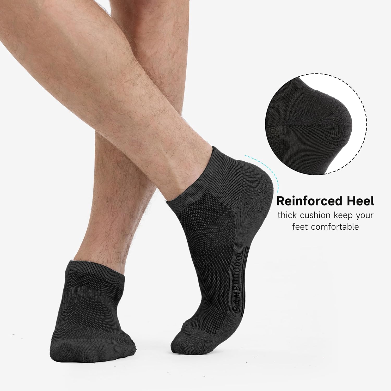 BAMBOO COOL Men's Athletic Ankle Socks Moisture Wicking, Breathable Running Mesh Socks Cushioned Arch Support, 8 Pack - Image 4