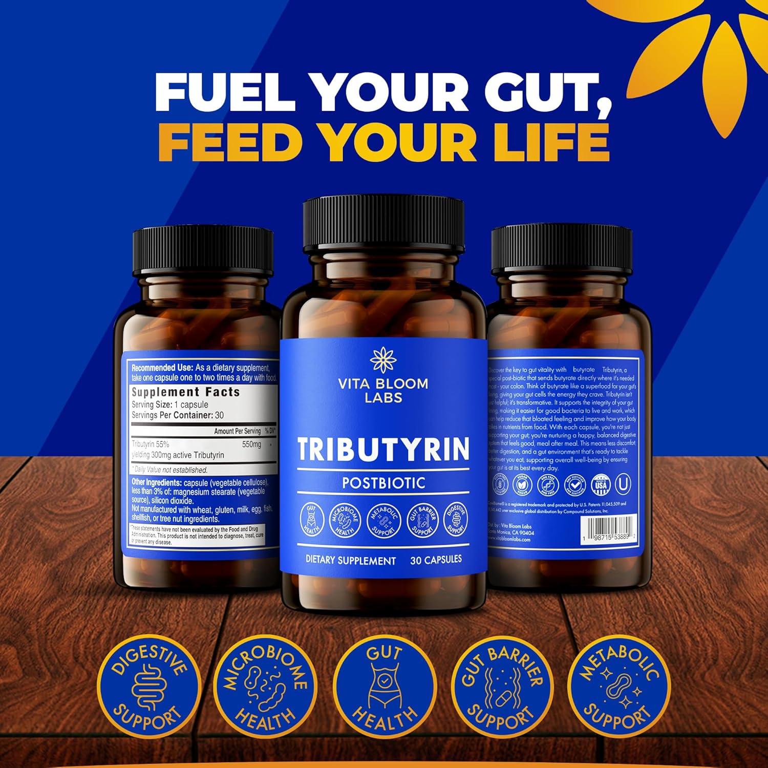 Tributyrin Supplement - Better Delivery & More Effective than Sodium Butyrate - Gut Health & Digestive Support - 3-in-1 Butyrate Postbiotics for Leaky Gut & Gut Barrier Support - 30 Capsules - Image 2