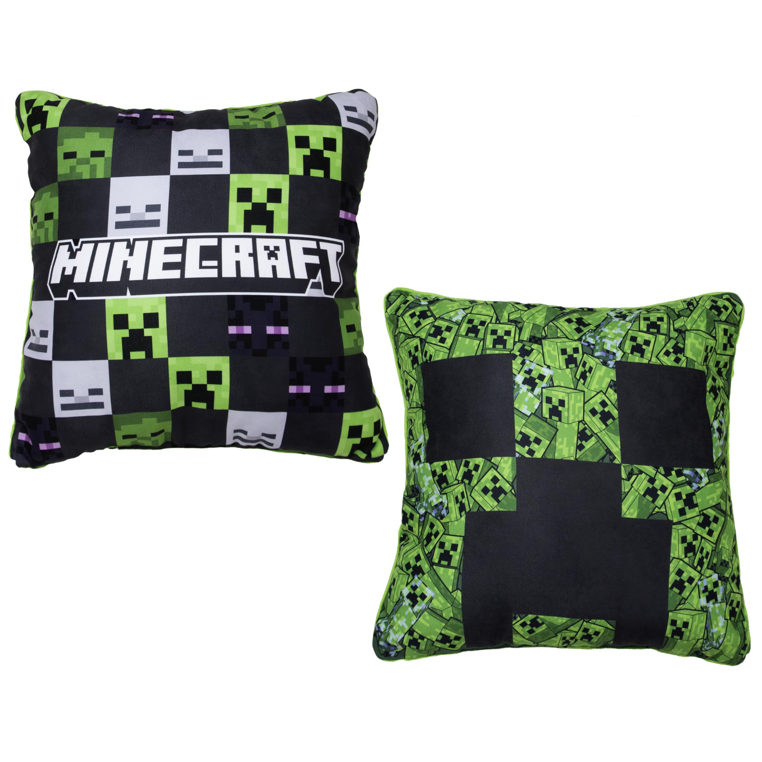 Officially Licensed Minecraft Cube Square Cushion, Super Soft Reversible 2 Sided, Perfect for Any Bedroom, Sofa or on the Bed 40cm x 40cm