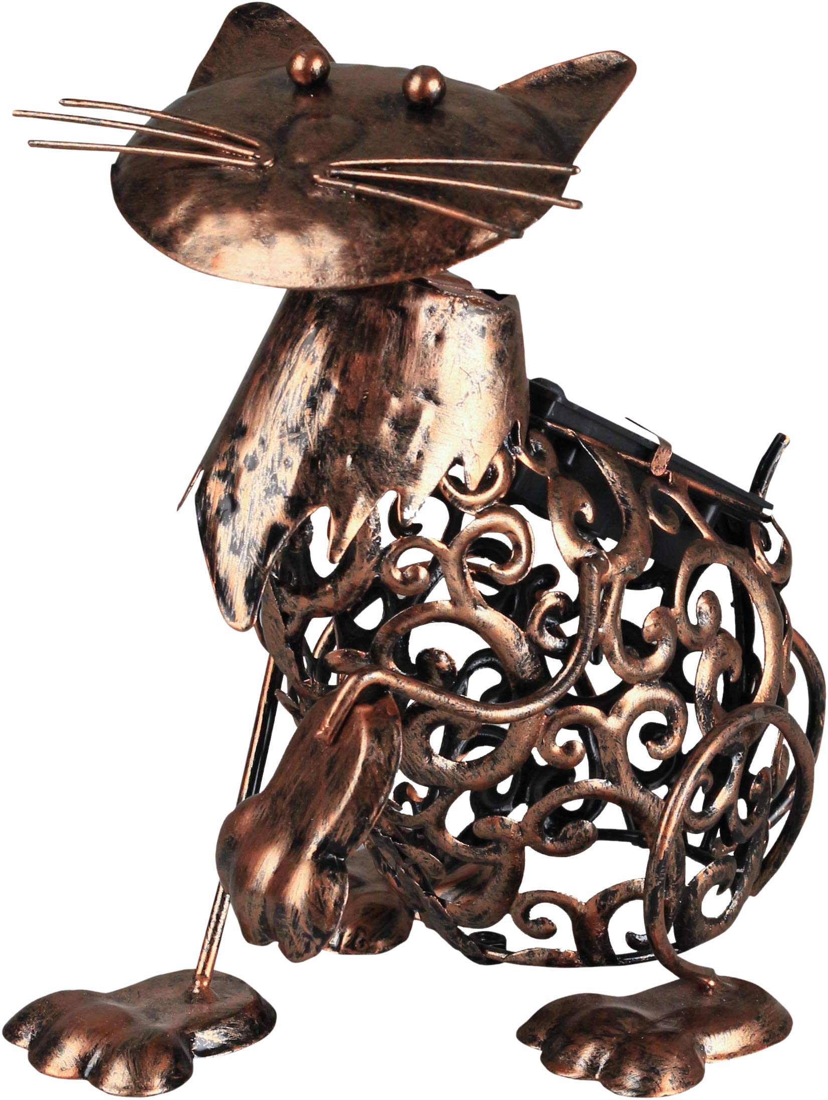 Luxform Solar LED Ornamental Metal Cat Use in Garden, Lawn, Paths, Flower Beds, Borders for Decoration & Atmosphere IP44