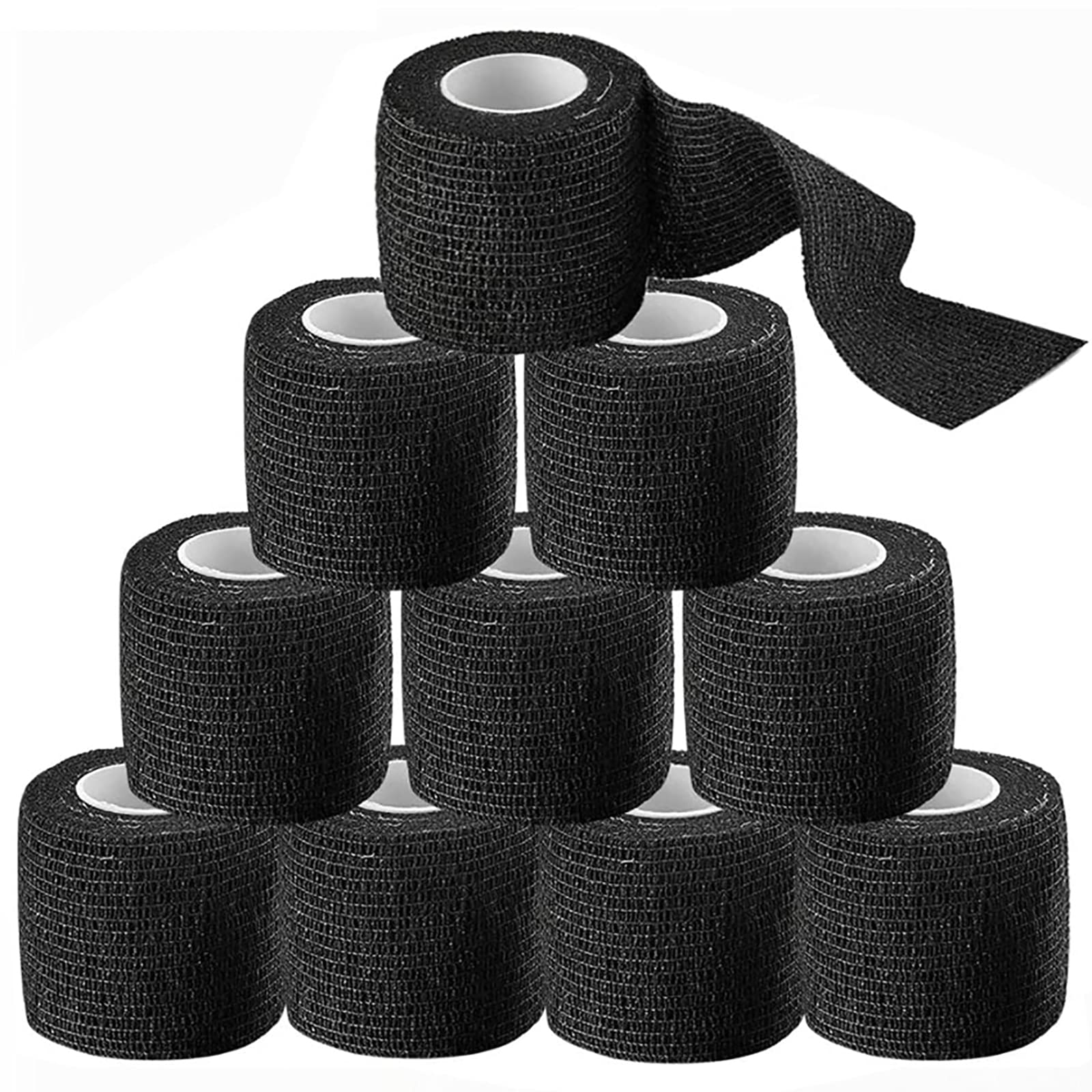 Grip Tape - Combofix 10pcs Black Disposable Cohesive Grip Cover Tape Wrap Grip Self Bandage Elastic Grip Tape for Machine Grip Accessories Sport Protection