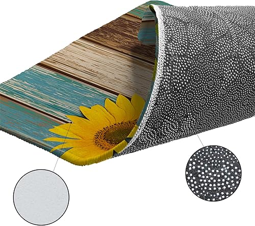 Miniatura 7 de Alfombra redonda de girasol verde azulado de 3 pies, lavable para interiores y exteriores, para dormitorio, cocina, baño, sala de estar, casa de