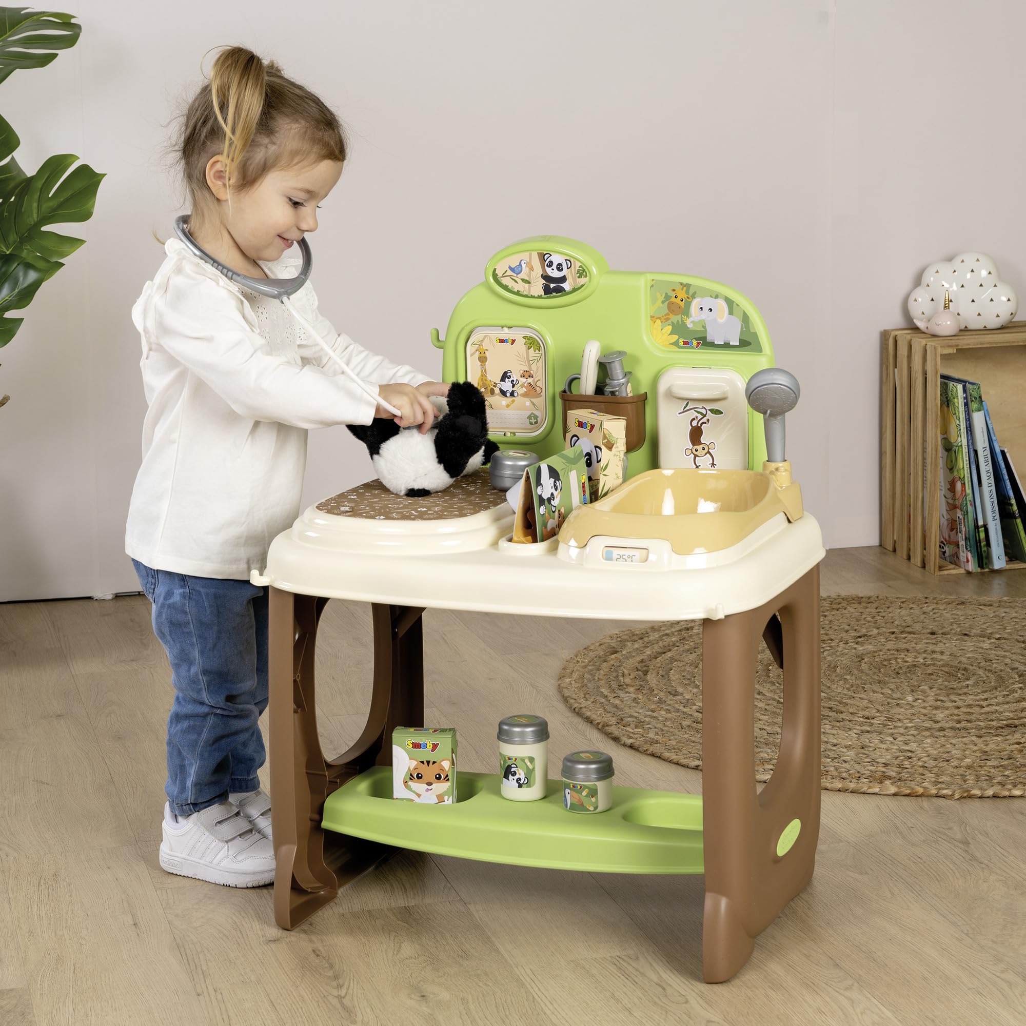 Smoby - Centrum Weterynaryjne - Zabawka Dla Dzieci - 19 Akcesoriów - Stół Do Badania, Pojemniki Do Przechowywania, Strzykawka, Karta Zdrowia i Inne - Od 3 Lat - Wyprodukowano We Francji