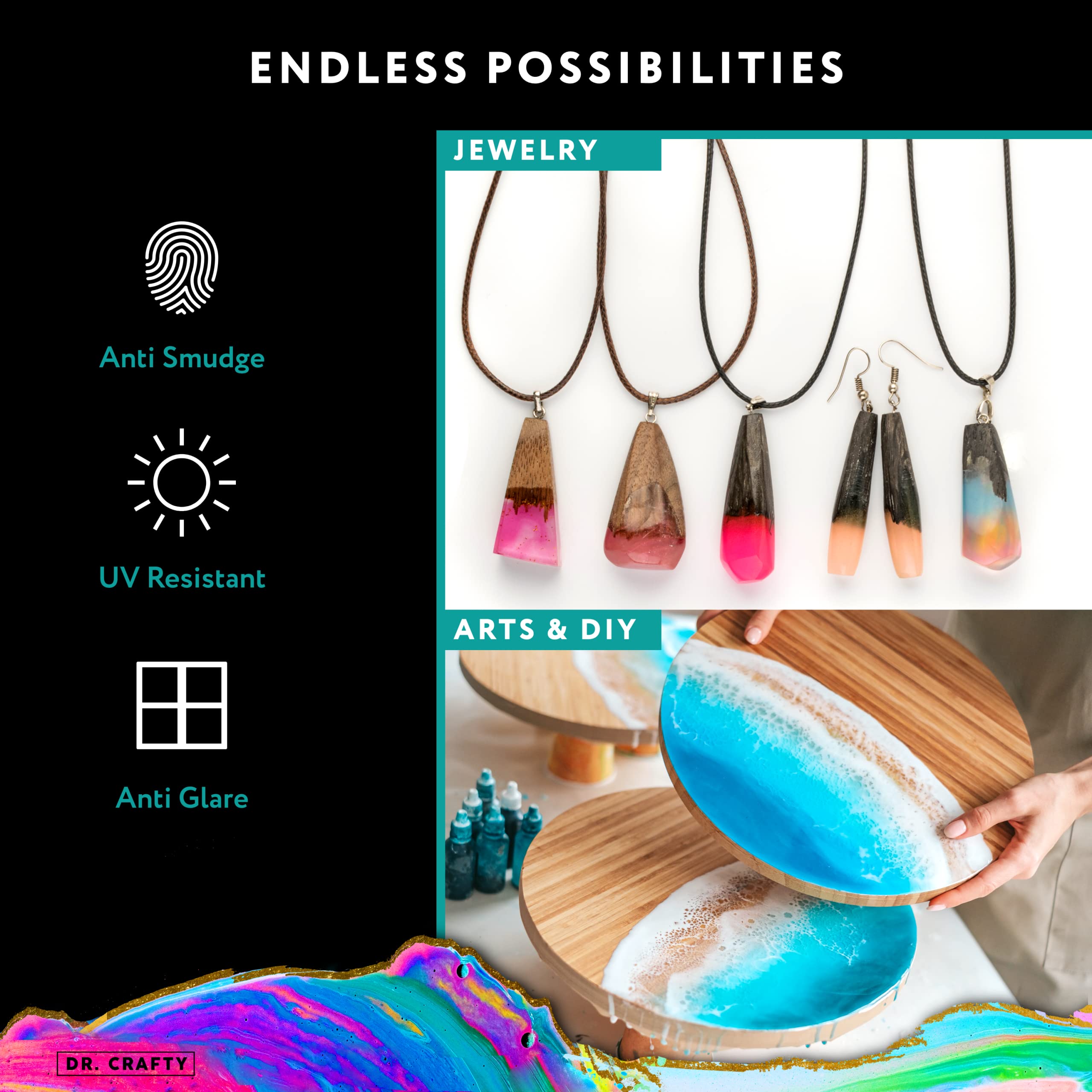 DR CRAFTY Clear Epoxy Resin 64oz Kit for Jewelry Making Crystal Clear