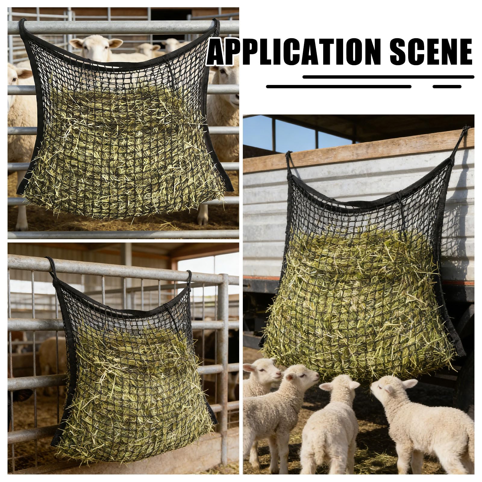2 bolsas de alimentación para heno de alimentación lenta, para caballos, accesorios de alimentación para caballos, para cabras, ovejas, 156 x 100 cm