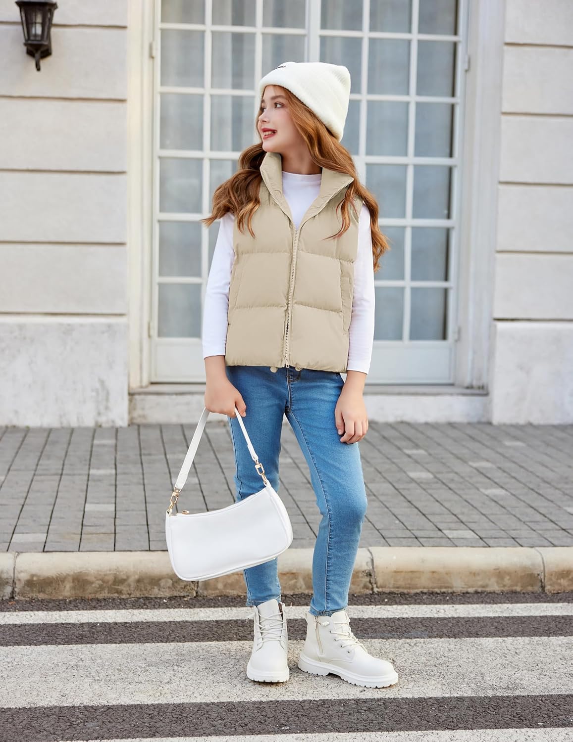 Arshiner Girls Winter Zipper Puffer Vest Lightweight Sleeveless Outwear Puffy Vests for 5-12 Years Old - Image 5