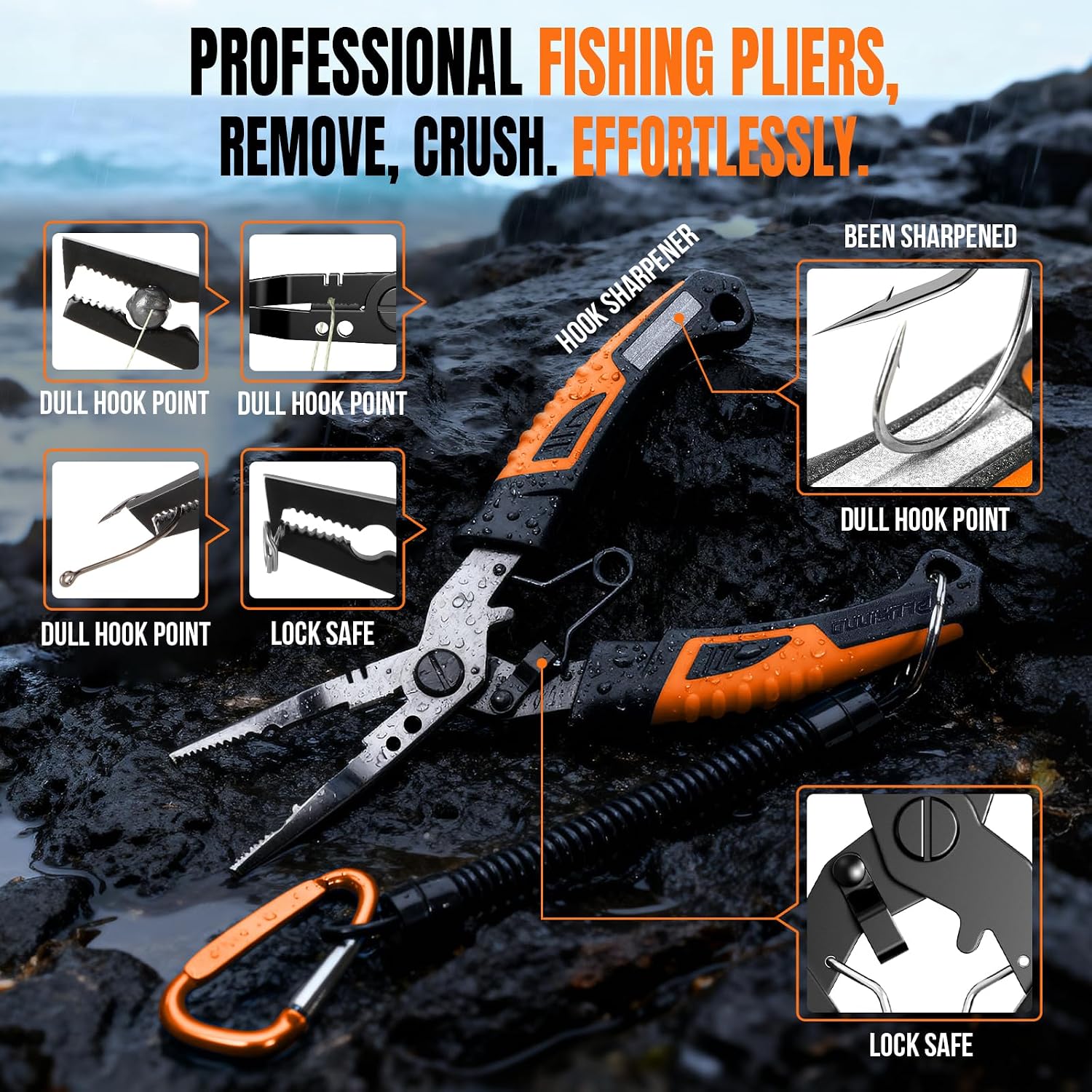 PLUSINNO Fishing Gear, Fishing Tools Kit, 7pcs Fishing Accessories, Corrosion Resistant Fishing Pliers, Fish Knife, Fish Lip Gripper, Fishing Gifts for Men