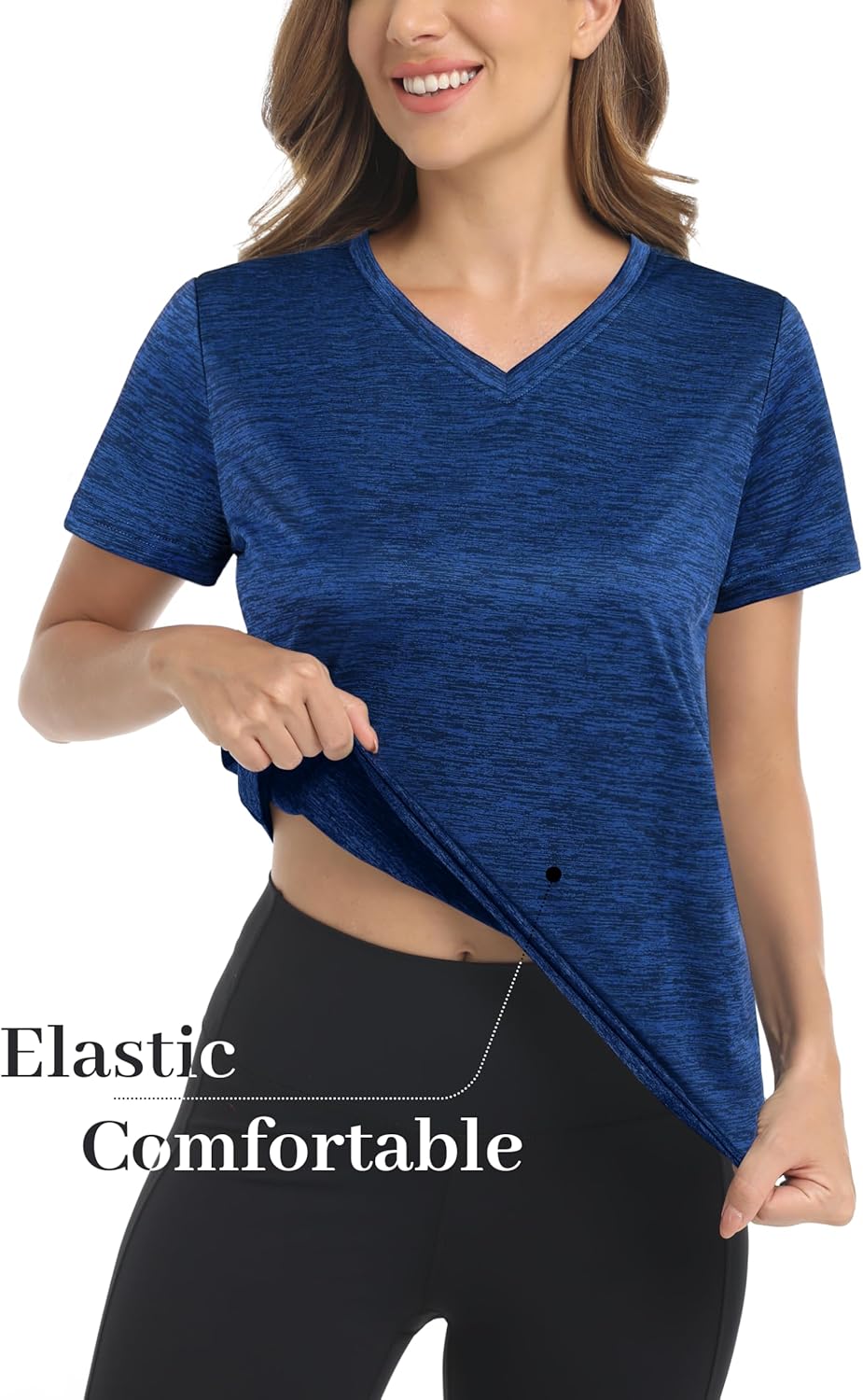 MAGCOMSEN Women's V Neck Workout Shirts Short Sleeve Moisture Wicking Yoga T-Shirts Quick Dry Athletic Tops - Image 4