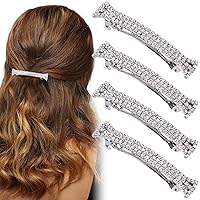 Vista 1 de Pinzas para el cabello con diamantes de imitación, 4 unidades, pinzas para el cabello de cristal brillante, color plateado, pequeñas pinzas
