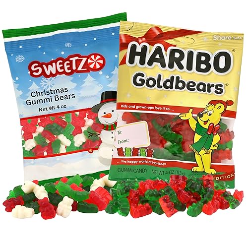 Ositos de goma de Navidad, rellenos de cuencos de dulces festivos y rellenos de calcetines, 12 libra en total (2 bolsas)