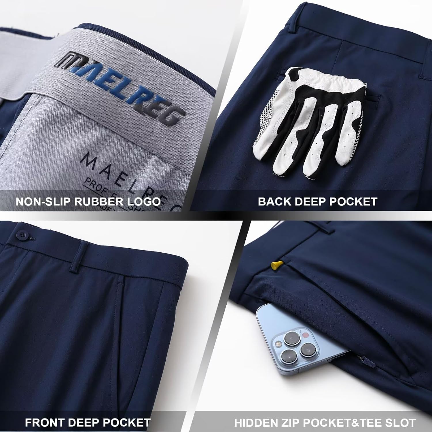 M MAELREG Golf Shorts Men 7 inch 9 inch Quick Dry Stretch Waist Moisture Wicking Water-Repellent Flat Front Flex Mens Shorts - Image 4