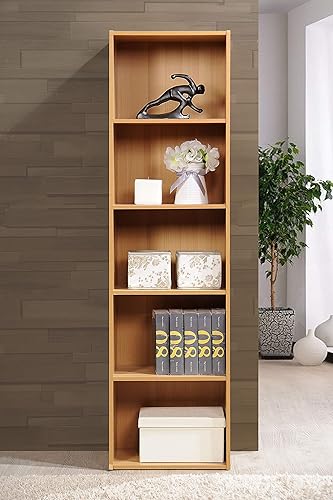 Miniatura 2 de Hodedah Import Librería con 5 compartimientos, color haya