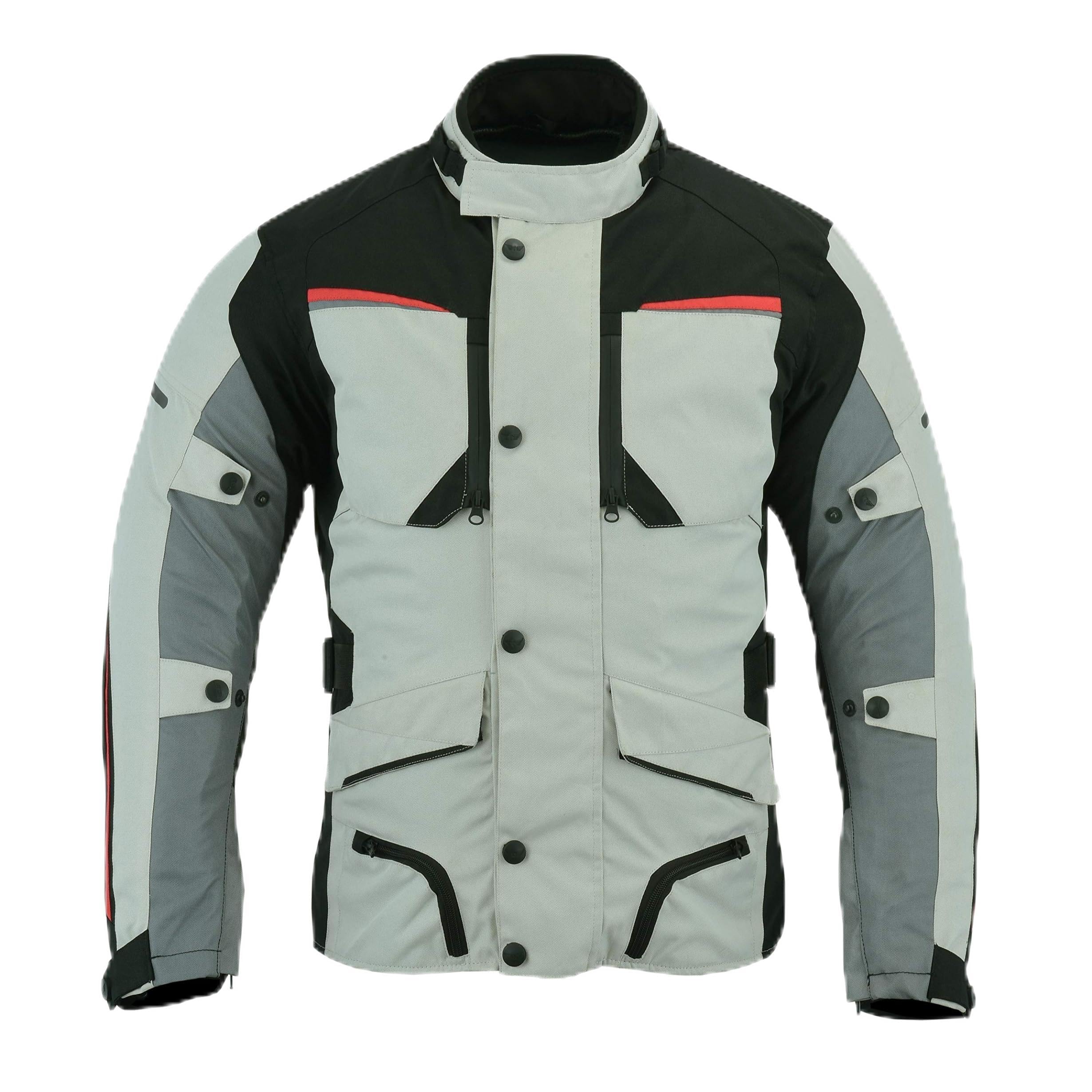 Giacca impermeabile da uomo per motocicletta/moto corazzata invernale estate bianca/grigio tessuto Codura tessuto CE corazzato