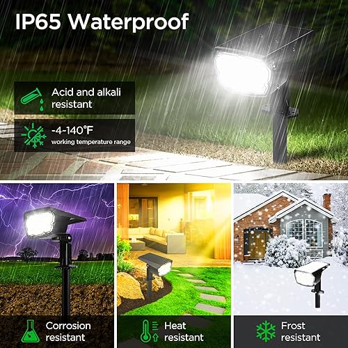 Miniatura 4 de ropelux Focos solares para exteriores, luces solares para exteriores del anochecer al amanecer con 2 modos de iluminación de pared de paisaje, luz