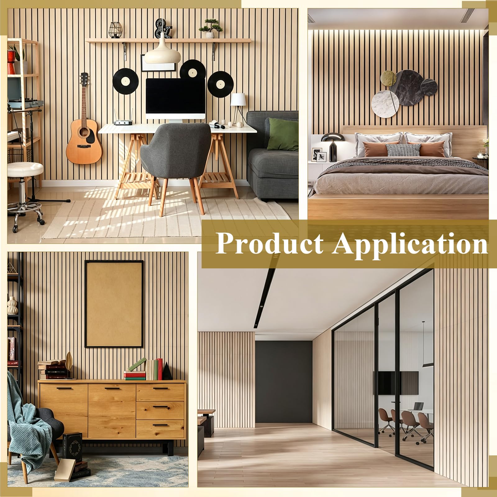 12 paneles acústicos decorativos de 40x30x0.9cm de espesor paneles de pared insonorizados de PVC con listones adhesivos de madera para oficina en casa o estudio de grabación