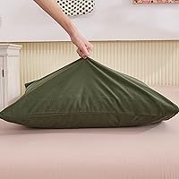 Vista 4 de Ecocott Fundas de almohada 100% algodón natural, tamaño estándar, color verde aguacate, paquete de 2 fundas de almohada con cierre de sobre