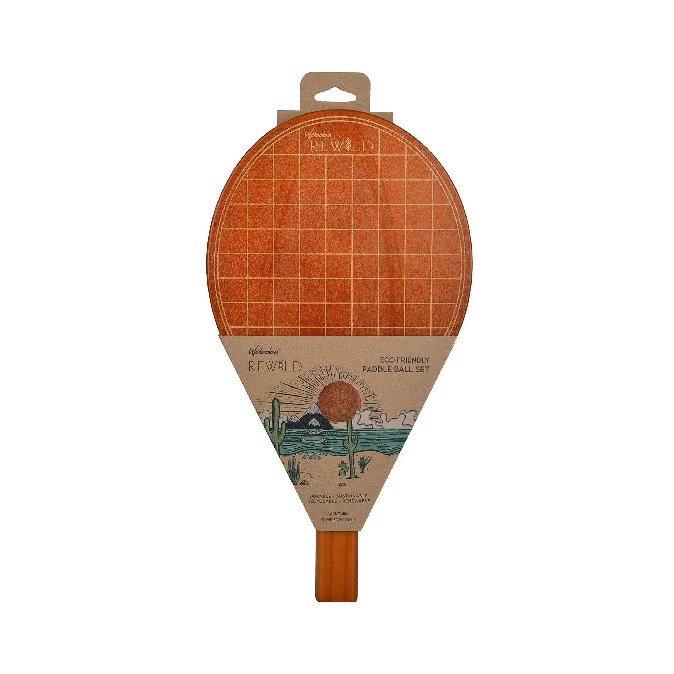 Set De Raquettes Waboba Rewild - Pin Et Tilleul, Balle En Liège - Écologique, Pour Plage Et Jardin