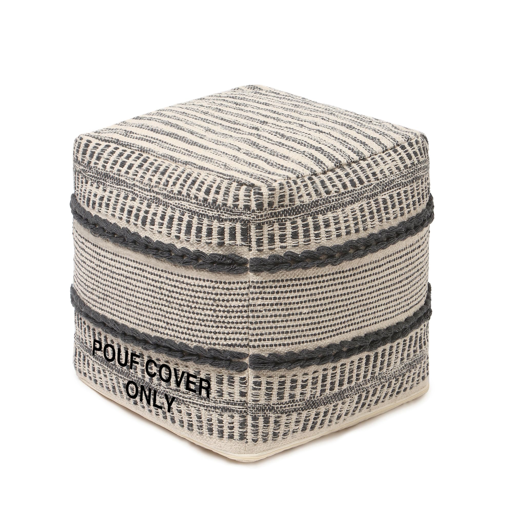 REDEARTH · Tufted Pouf Ottoman with Filler Textured Storage Cube Bean Bag Pouffe Footrest for Living Room, Bedroom, Nursery, Kidsroom; 100% Cotton (17.5