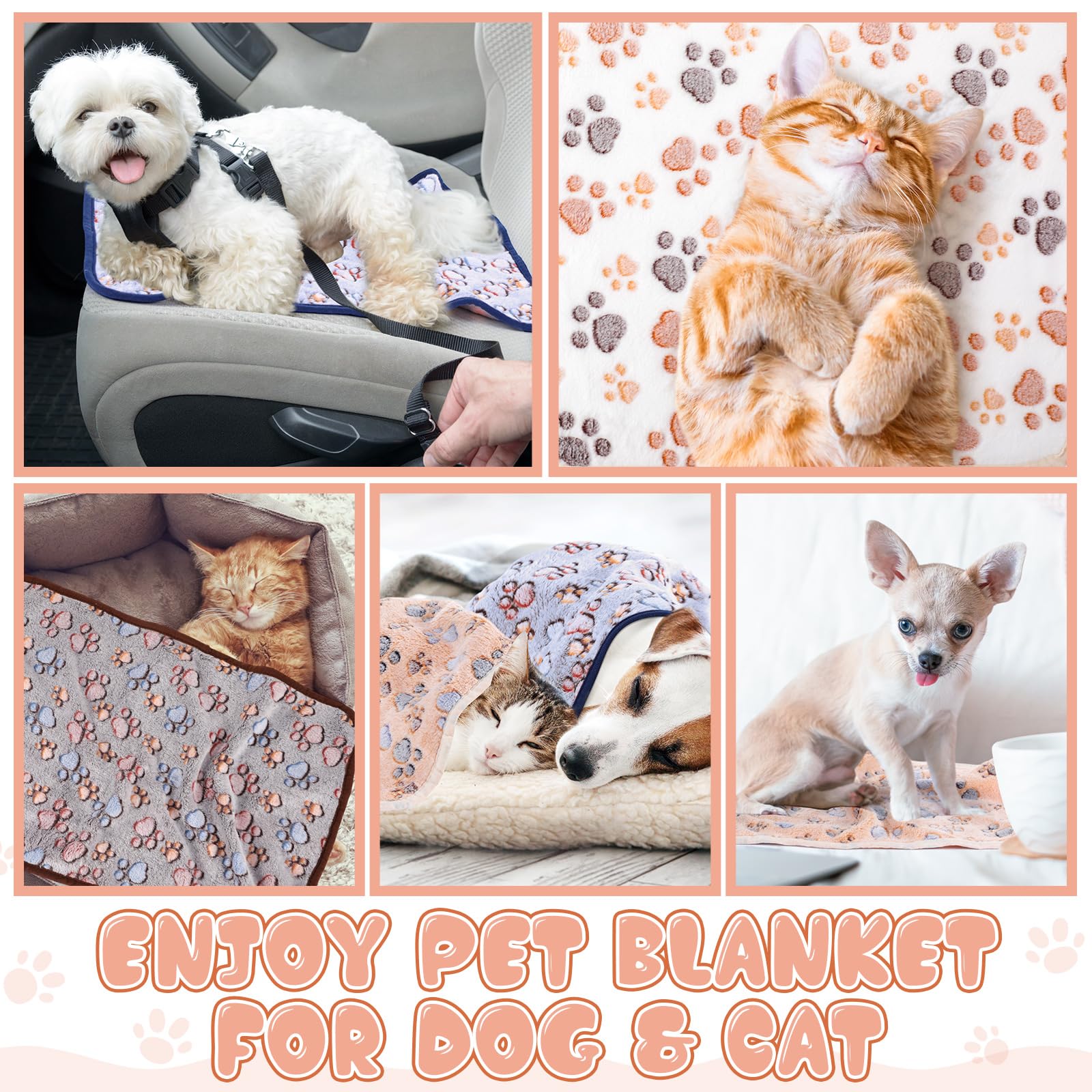 Chumia Lot de 40 couvertures en Polaire Douce et Moelleuse lavables pour Animal de Compagnie – Couvertures Chaudes à Motif Empreintes de Pattes pour Animaux de Compagnie, Tapis de lit pour Chien,