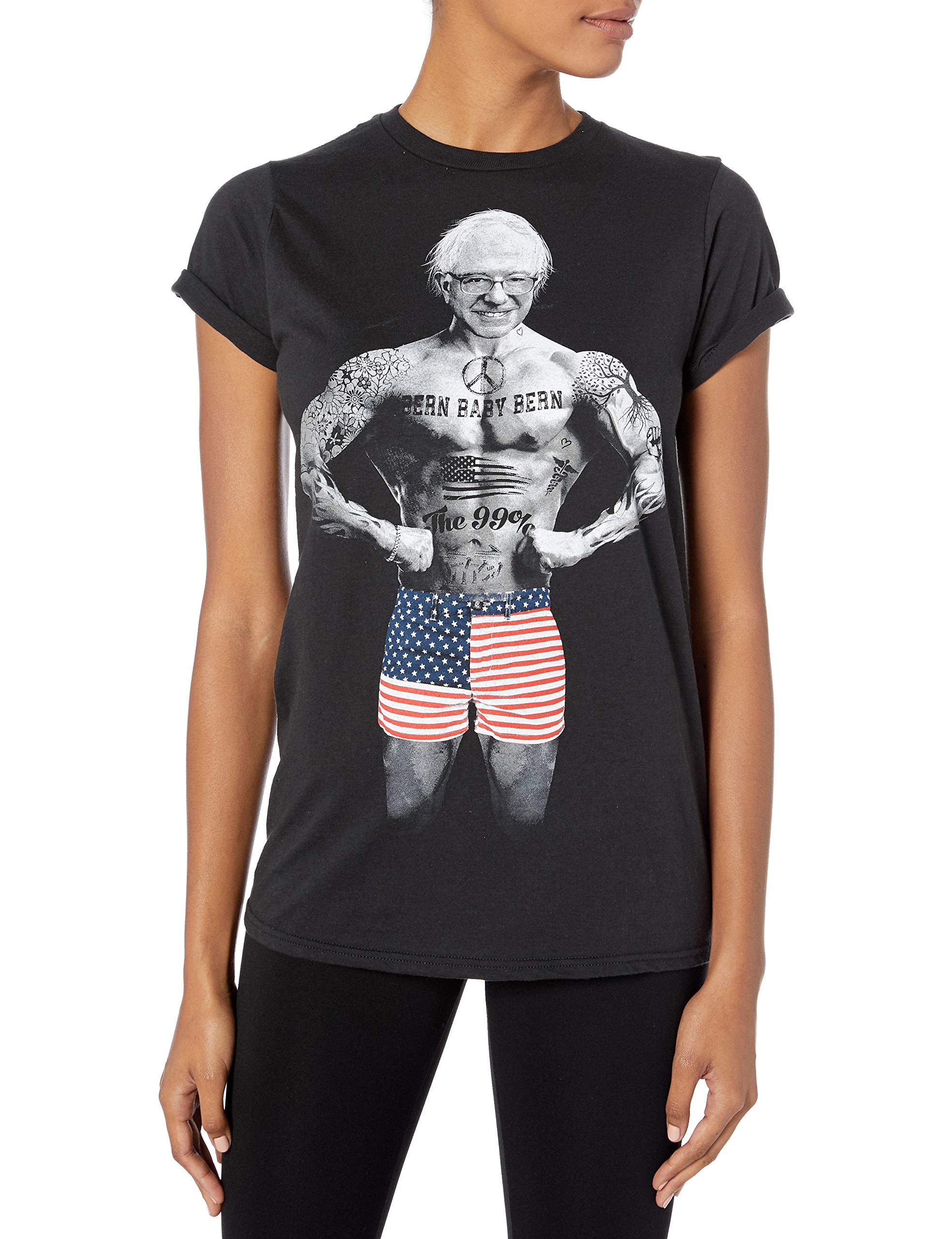 Faux RealShort Sleeve Fitted Crew Neck Tattoo Politician T-Shirt