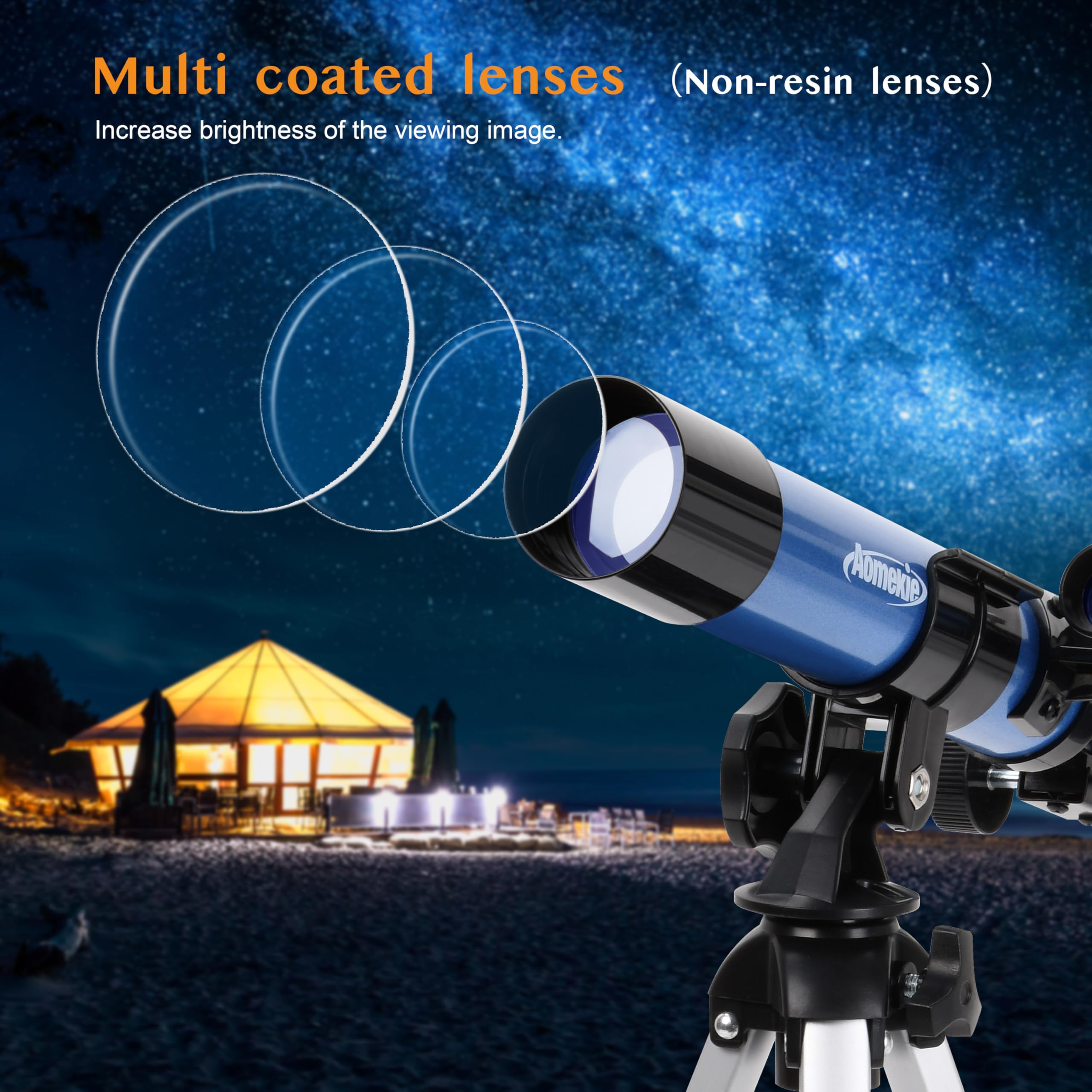 AOMEKIE Telescopio per Bambini con un Treppiede Mirino e Bussola Come Regalo Telescopio Rifrattore per Regali di Natale