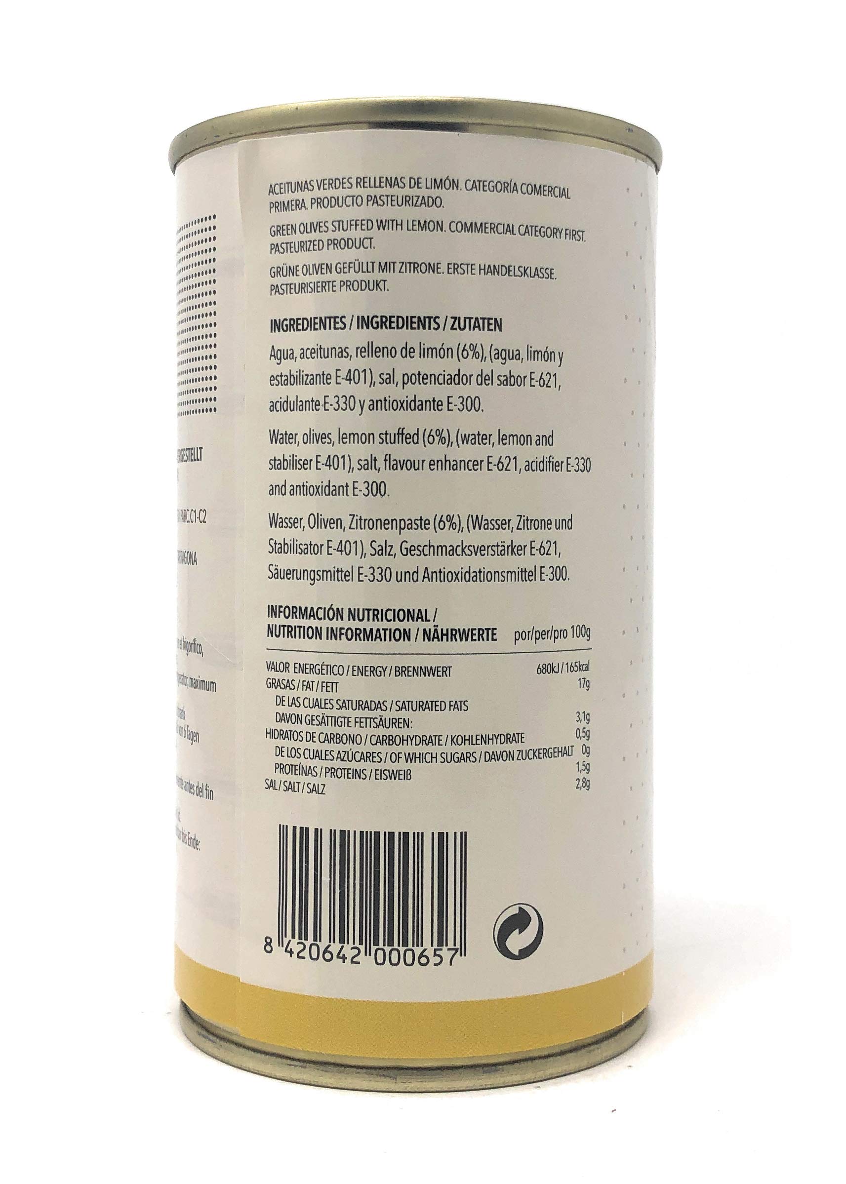 La Masrojana Aceitunas Manzanilla rellenas de limon 150g