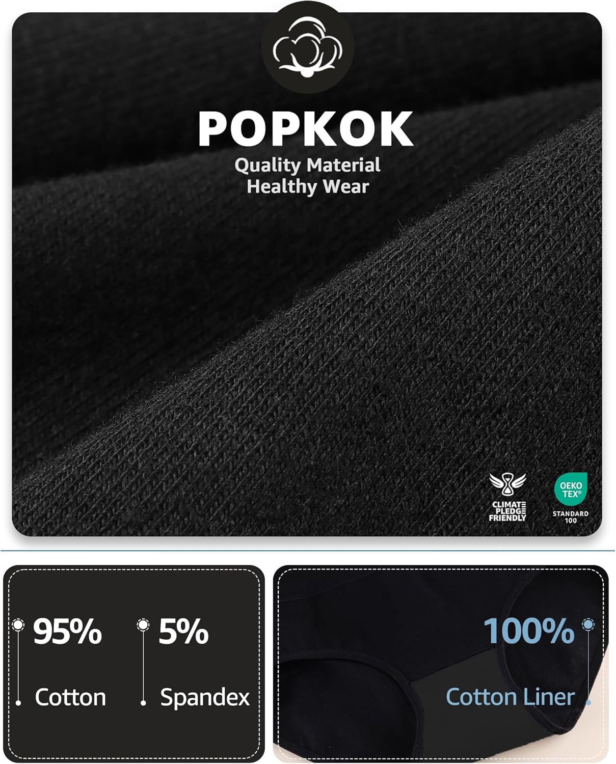 POPKOK Womens Plus Size Underwear Cotton Briefs High Waisted Full Coverage Panties - Image 4