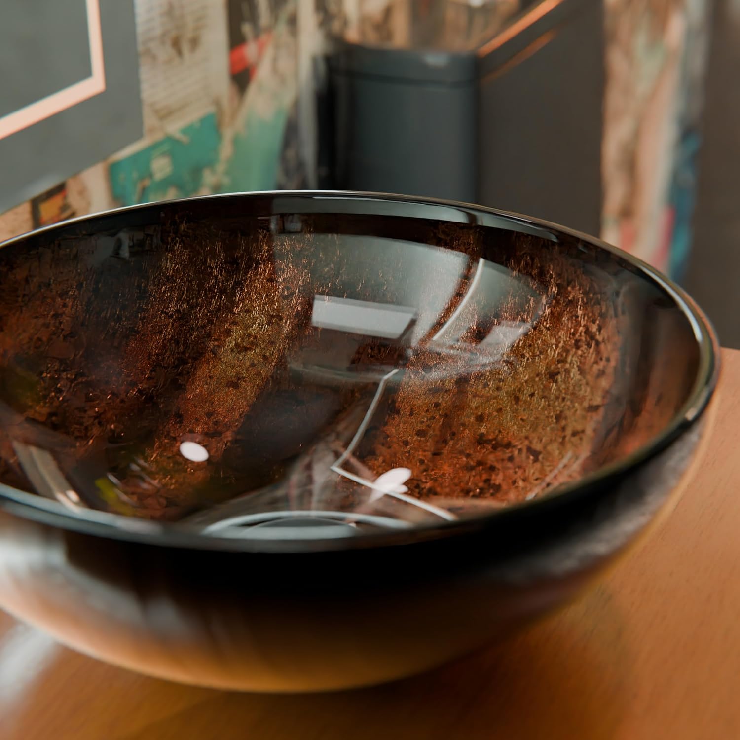 Novatto MIMETICA Glass Vessel Bathroom Sink Set, Oil Rubbed Bronze