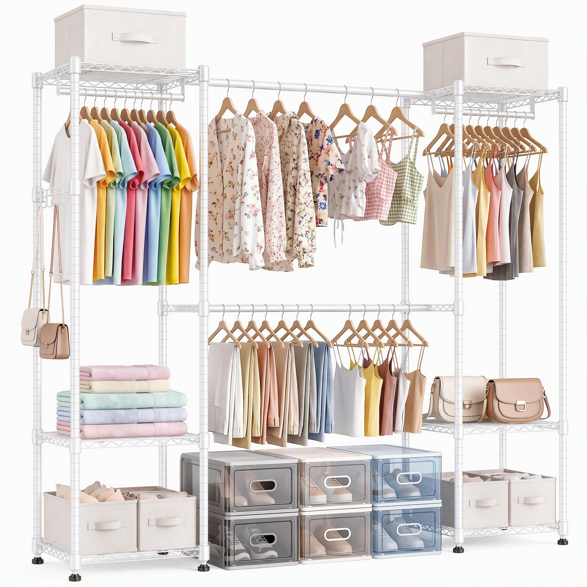 Himimi Heavy Duty Extendable Clothes Rail, 141-200W × 40D × 198H cm, White — image 1