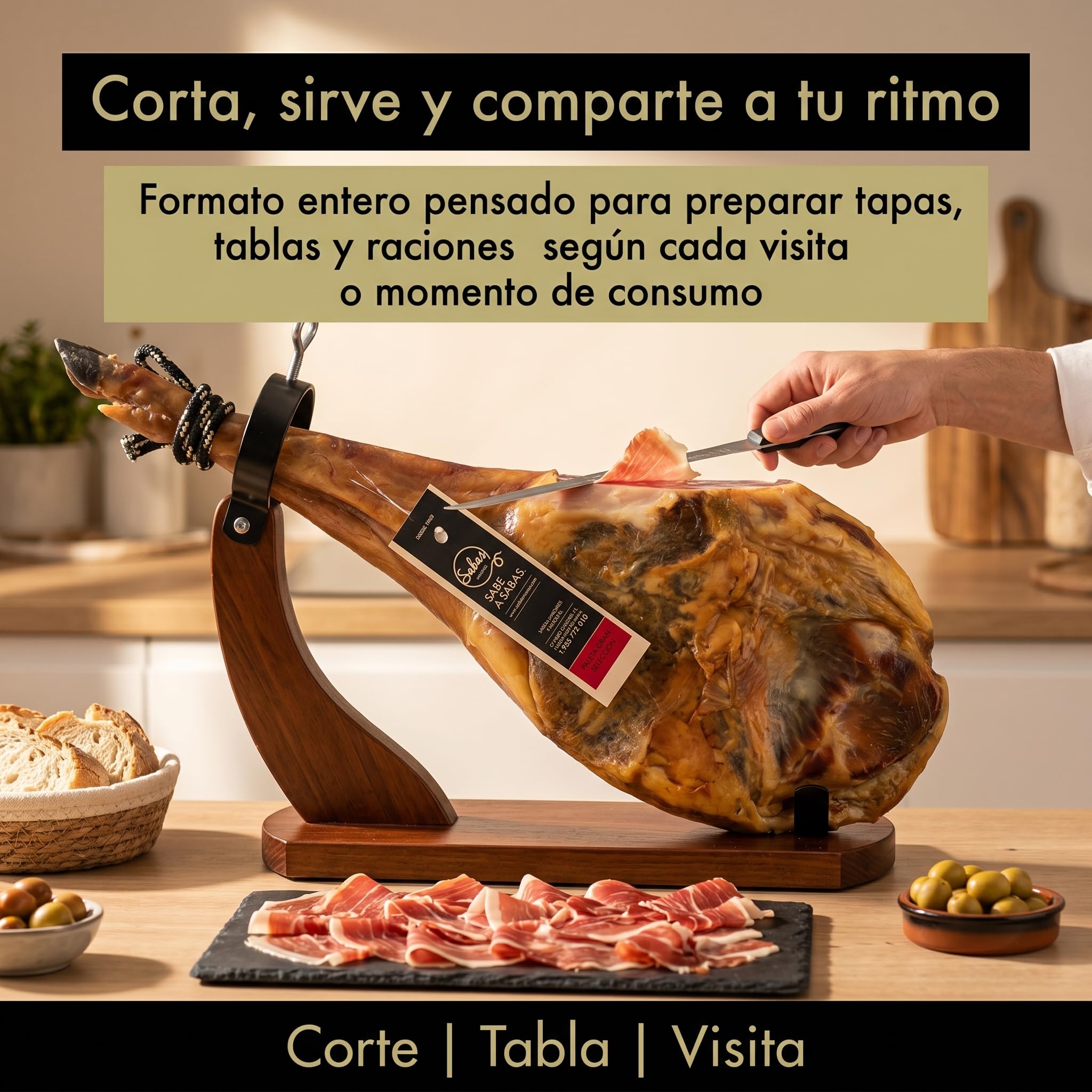 Paleta Duroc 100% Gran Seleccion Curada Pieza Entera 6 kg Paletilla | Peso 5,5 a 6 kilos, secadero natural y bodega, sin gluten, sin lactosa y sin colorantes; para tapas, tablas y regalo gourmet