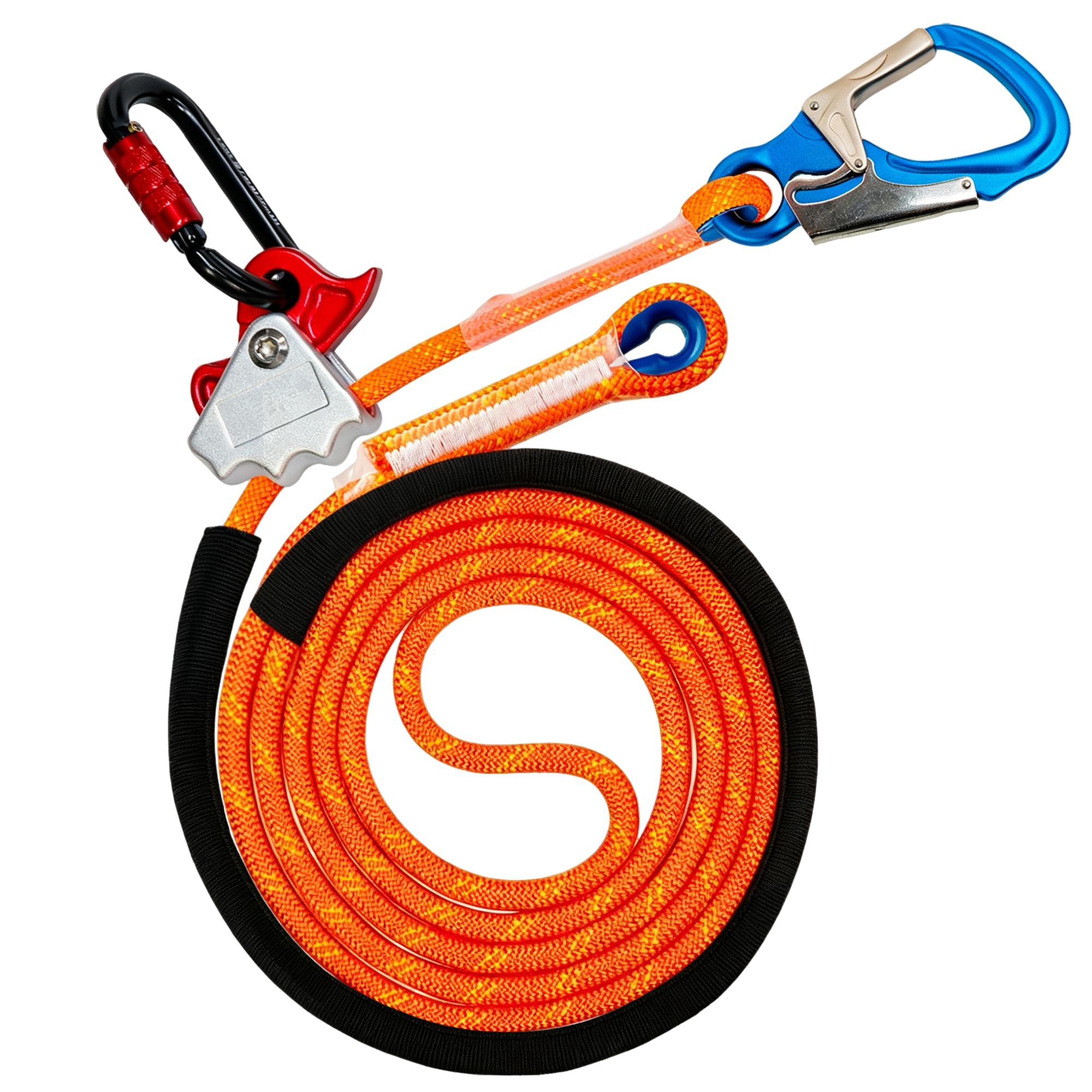 Flip Line Kit 16ft Lanyard with Rope Grab, Carabiners, and Safety Snap Hook