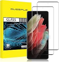 QUESPLE 2 Pezzi Pellicola Protettiva in Vetro Temperato per Samsung Galaxy S21 Ultra 5G 2021, 3D Copertura Completa Protezione Schermo per Samsung S21 Ultra, Supporto Impronta Digitale