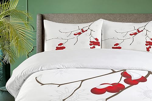 Miniatura 5 de Ambesonne Juego de funda de edredón de Navidad, adornos de abeto con temática de Noel, diseño clásico de Año Nuevo, juego de ropa de cama decorativo