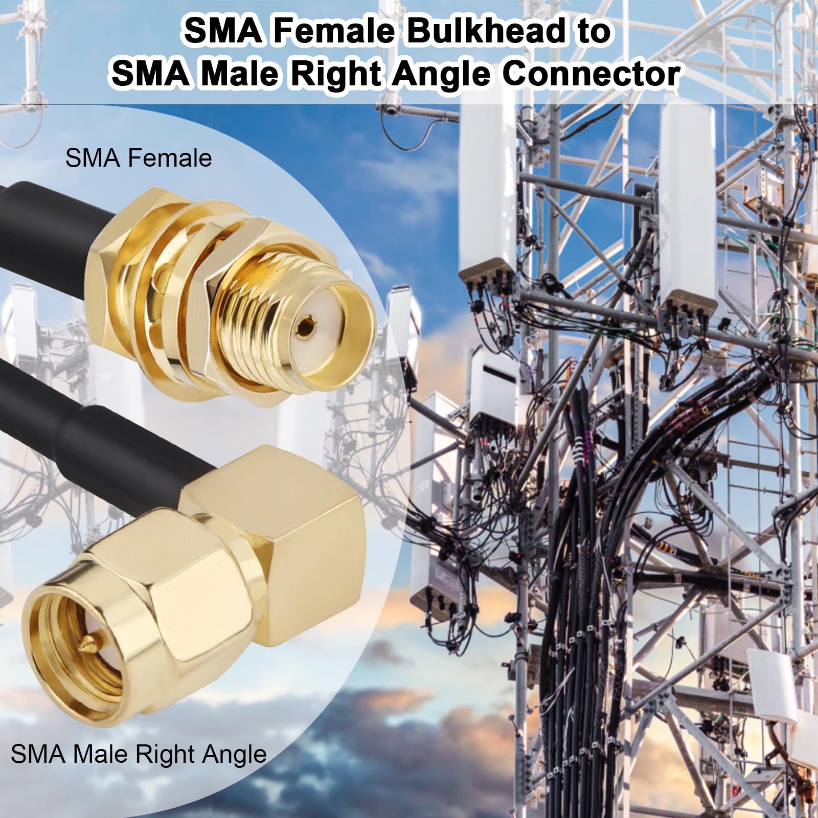 BLTIATLE SMA Cable 2 Pack 12inch SMA Female Bulkhead to SMA Male Right Angle Antenna Extension Cable RG316 SMA Extension Cable Compatible with 4G LTE Router, Cellular, RTL SDR Receiver
