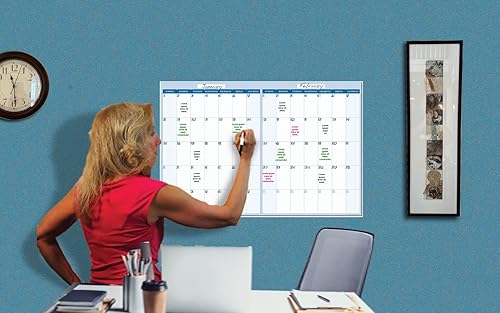 Miniatura 2 de PlanetSafe - Calendario horizontal de 60 días borrable en húmedo y seco, gran calendario de pared, ideal para el hogar, la oficina y las escuelas,