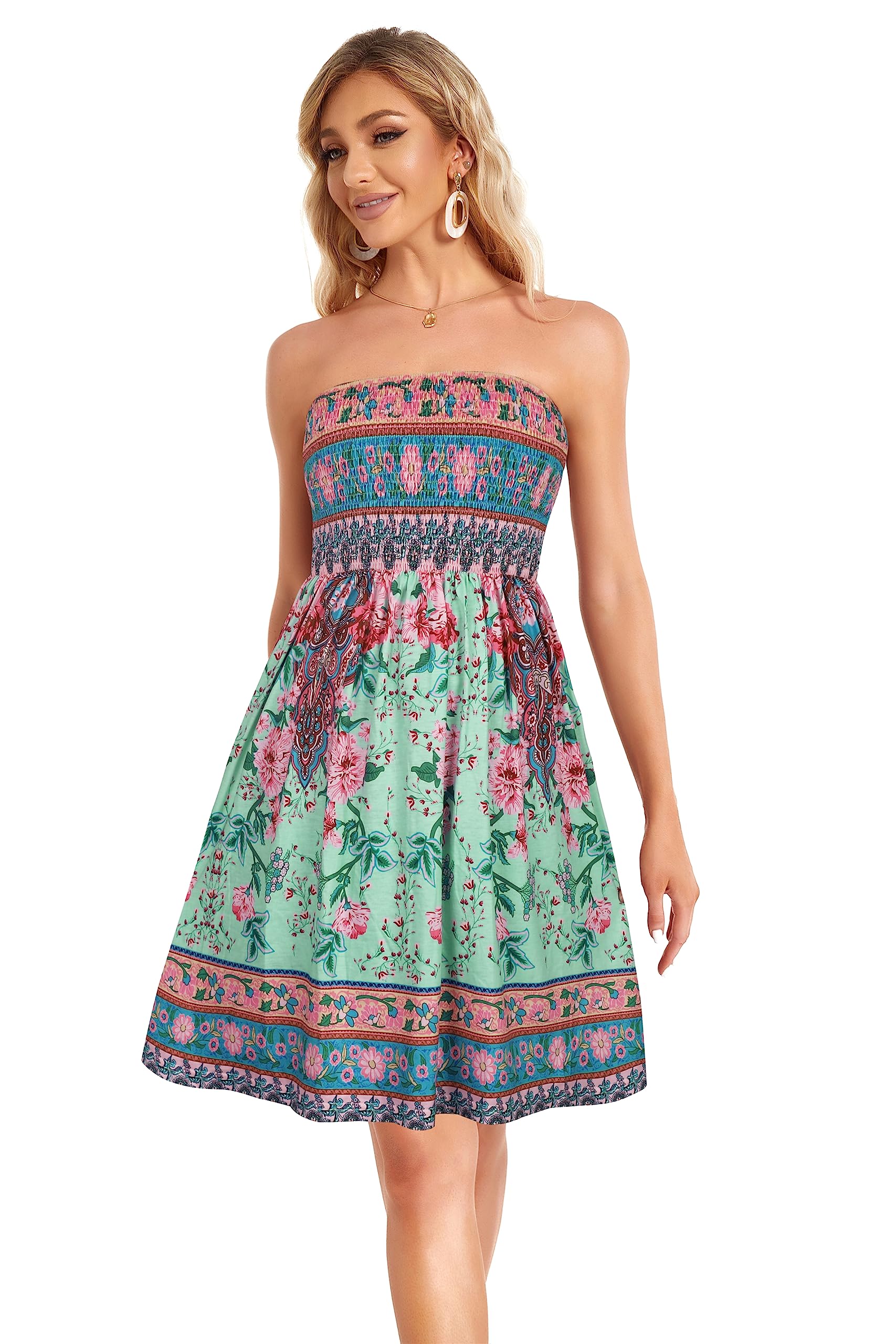 Gosunny Vestidos de verano para mujer, sin mangas, sin mangas, vestido informal estilo bandeau, elegante, vestido de playa, corto, bikini