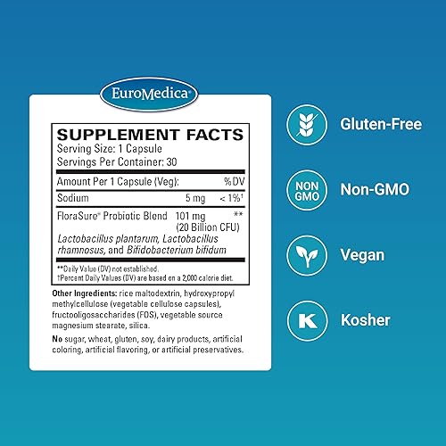 Miniatura 2 de Euromedica FloraSure Probiotic - Suplemento de digestión para ayudar contra la hinchazón ocasional y aliviar los gases - Suplemento de apoyo a la