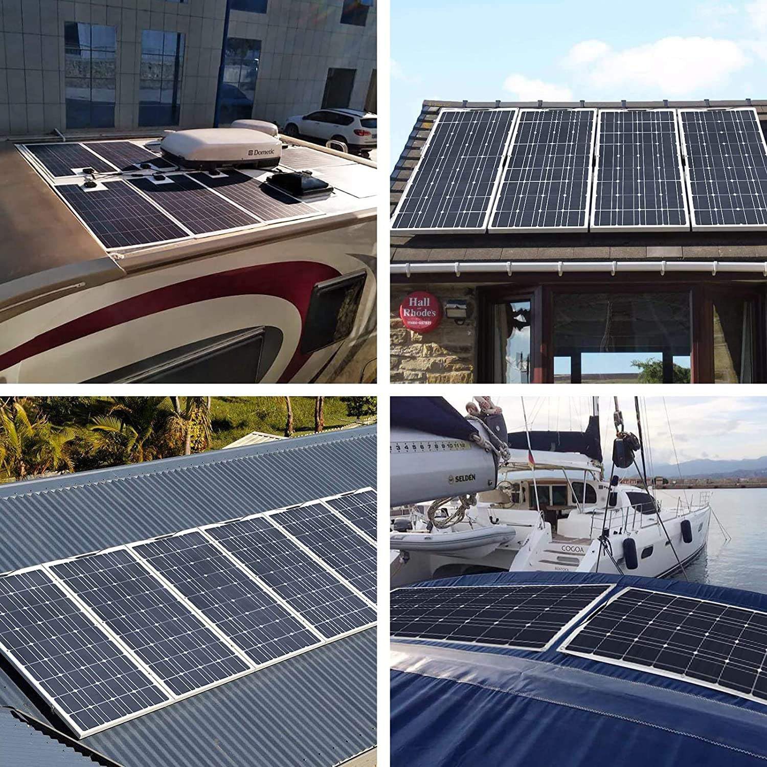 Cargador de batería Solar de 50/100 W (Controlador de 40 A/60 A), Kit de Panel Solar con Cable 2 en 1, Kit de Panel Solar de Alta eficiencia, para Garaje, Autocaravana, Techo, yate, Barco, B
